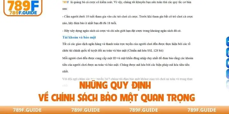 Những quy định về chính sách bảo mật quan trọng